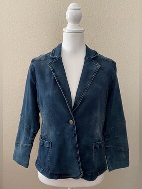 JOH Denim Blazer Casual Single Button Tailored Jacket Size Small